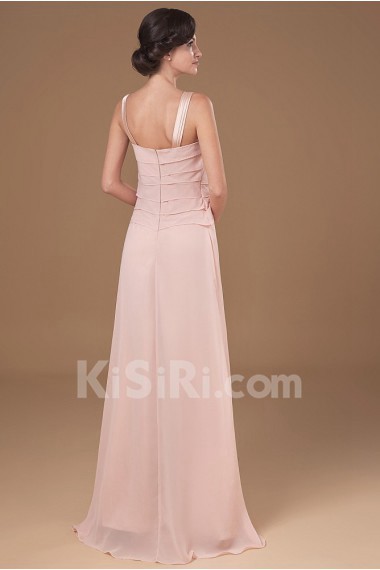 Chiffon Straps Neckline Floor Length A-line Dress