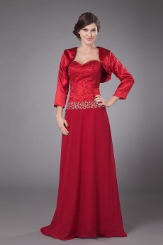 Charmeuse and Chiffon Sweetheart Floor Length A-line Dress with Jacket
