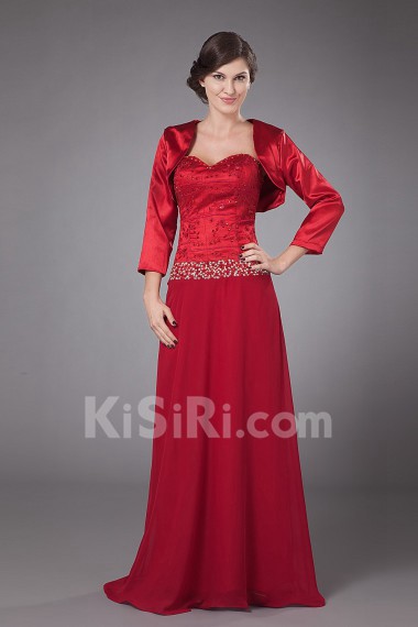 Charmeuse and Chiffon Sweetheart Floor Length A-line Dress with Jacket