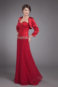 Charmeuse and Chiffon Sweetheart Floor Length A-line Dress with Jacket