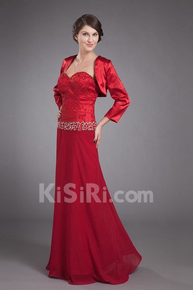 Charmeuse and Chiffon Sweetheart Floor Length A-line Dress with Jacket