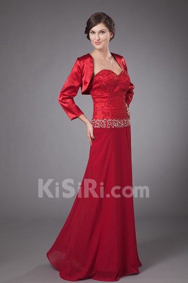 Charmeuse and Chiffon Sweetheart Floor Length A-line Dress with Jacket