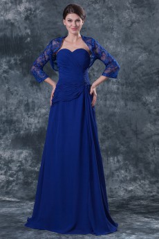 Lace and Chiffon Sweetheart Floor Length A-line Dress with Jacket