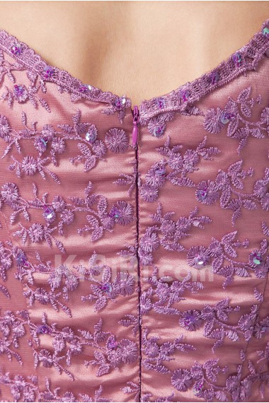 Chiffon and Lace Scoop Neckline Floor Length A-line Dress