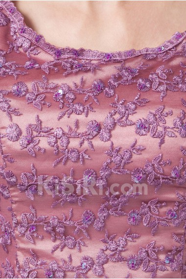 Chiffon and Lace Scoop Neckline Floor Length A-line Dress