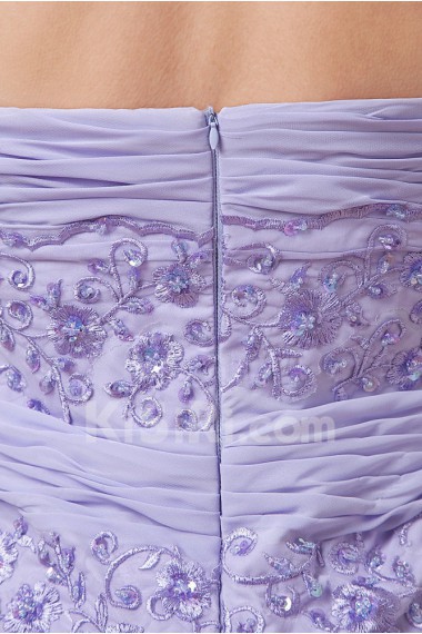 Chiffon Sweetheart Floor Length A-line Dress with Short Sleeves