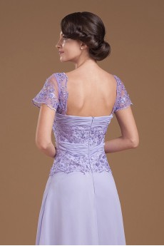 Chiffon Sweetheart Floor Length A-line Dress with Short Sleeves
