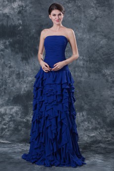 Chiffon Strapless A-line Dress with Ruffle