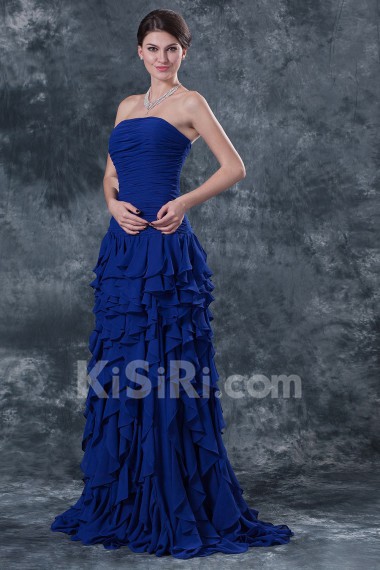 Chiffon Strapless A-line Dress with Ruffle