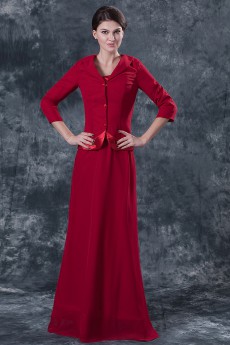 Satin Square Neckline Floor Length A-line Dress with Jacket