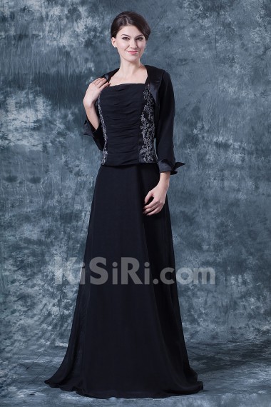 Chiffon Spaghetti Straps Floor Length A-line Dress with Jacket