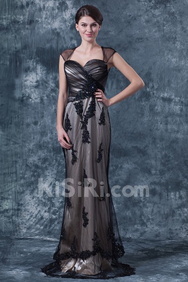 Lace Sweetheart Floor Length Sheath Dress with Embroidery and Ruffle