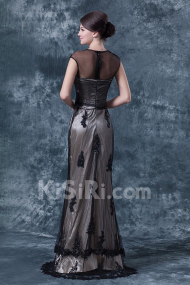 Lace Sweetheart Floor Length Sheath Dress with Embroidery and Ruffle