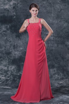 Chiffon Square Neckline Floor Length A-line Dress with Jacket