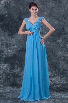 Chiffon Straps Neckline Floor Length Column Dress