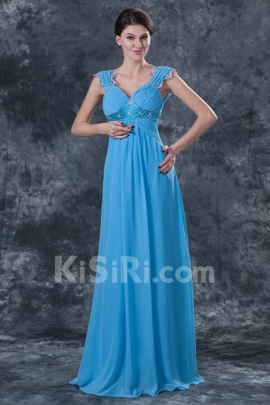 Chiffon Straps Neckline Floor Length Column Dress