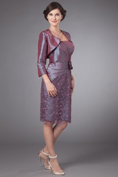 Taffeta and Lace Strapless Short Sheath Dress with Beaded and Jacket