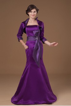 Satin Strapless Sheath Dress with Sash and Jacket