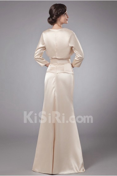 Satin Strapless Floor Length A-line Dress with Crystal and Jacket