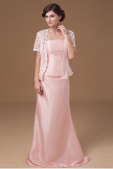 Chiffon Strapless Sheath Dress with Ruffle and Jacket