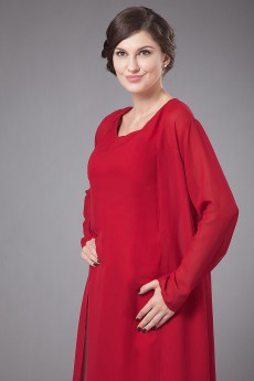 Chiffon Round Neckline Ankle-Length Column Dress with Jacket