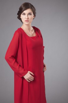 Chiffon Round Neckline Ankle-Length Column Dress with Jacket