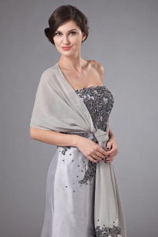 Satin Strapless Floor Length Sheath Dress with Embroidery