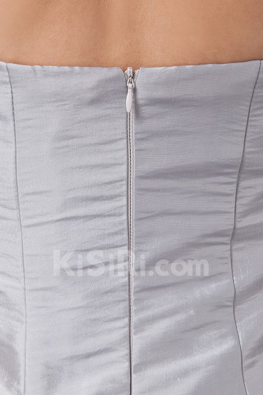 Satin Strapless Floor Length Sheath Dress with Embroidery
