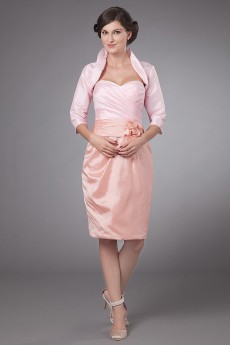 Taffeta Sweetheart Short Sheath Dress with Embroidery Flower and Jacket