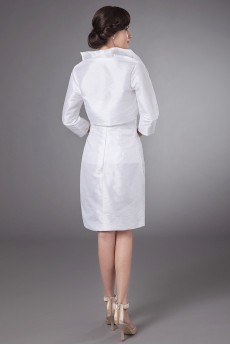 Satin Strapless Short Sheath Dress with Ruffle and Jacket