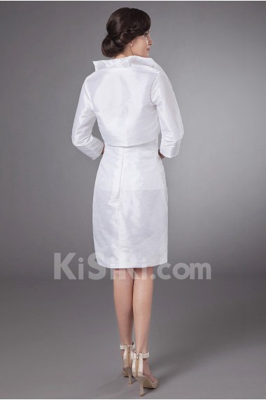Satin Strapless Short Sheath Dress with Ruffle and Jacket