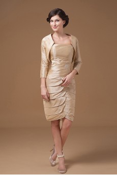 Satin Strapless Short Sheath Dress with Beaded and Jacket