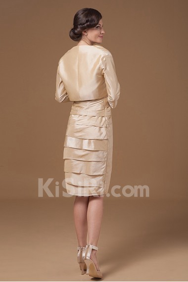 Satin Strapless Short Sheath Dress with Beaded and Jacket