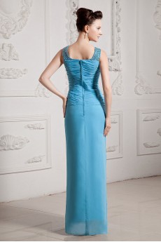 Chiffon Square Neckline Floor Length A-line Dress