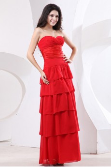 Chiffon Sweetheart Floor Length Empire Dress with Ruffle