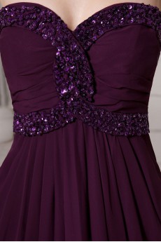 Chiffon Sweetheart Floor Length Column Dress with Beaded