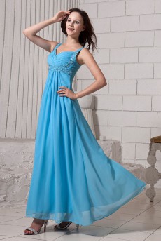 Chiffon Straps Neckline Ankle-Length Empire Line Dress