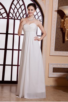 Chiffon Sweetheart Floor Length Empire Line Dress with Pleated