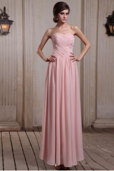 Chiffon Sweetheart Ankle-Length A-line Dress with Beaded and Ruffle