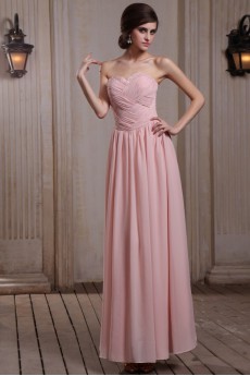 Chiffon Sweetheart Ankle-Length A-line Dress with Beaded and Ruffle