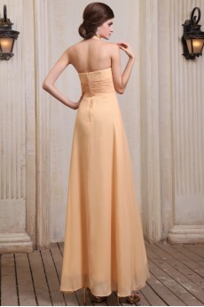 Chiffon Halter Neckline Ankle-Length A-line Dress with Ruffle