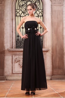 Chiffon Strapless Ankle-Length A-line Dress