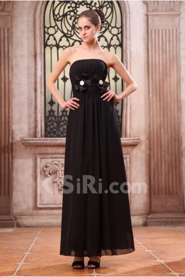 Chiffon Strapless Ankle-Length A-line Dress