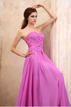 Chiffon Sweetheart Ankle-Length Column Dress with Beaded and Ruffle