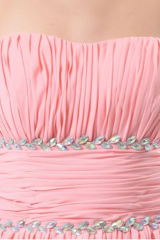 Chiffon Scoop Neckline Asymmetrical Empire Dress with Ruffle