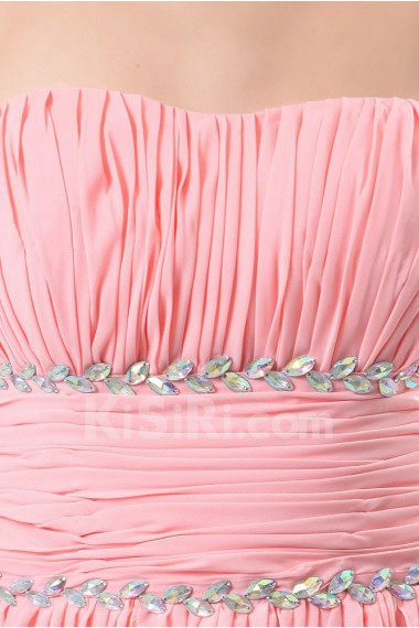 Chiffon Scoop Neckline Asymmetrical Empire Dress with Ruffle