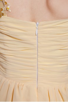 Chiffon One-Shoulder Short Empire Dress with Beaded and Ruffle