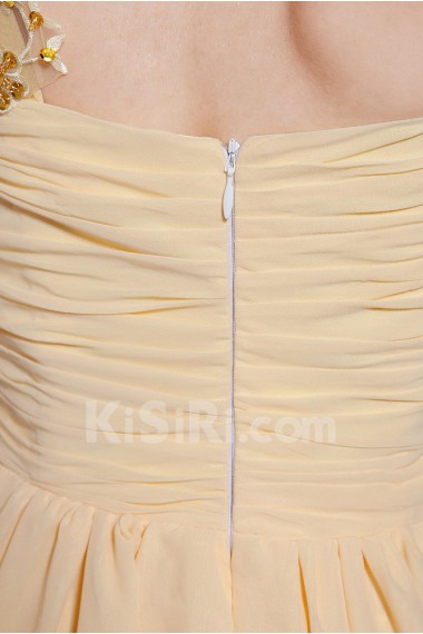 Chiffon One-Shoulder Short Empire Dress with Beaded and Ruffle