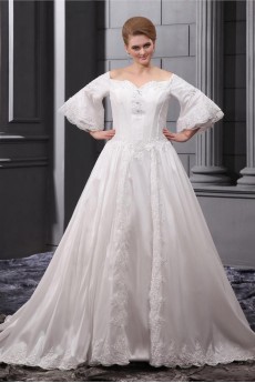 Off-the-Shoulder Organza Embroidered Plus Size Gown