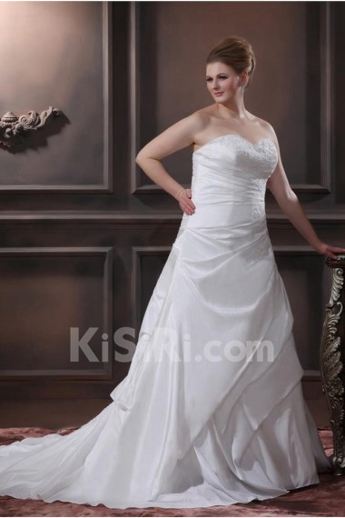 Embroiderd Beading Sweetheart Taffeta A-Line Plus Size Gown